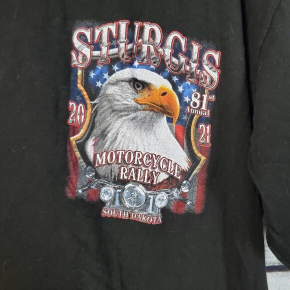 Sturgis 2021 Motorcycle Rally T-Shirt Men’s XL Black Bald Eagle Graphic Tee - Picture 4 of 6